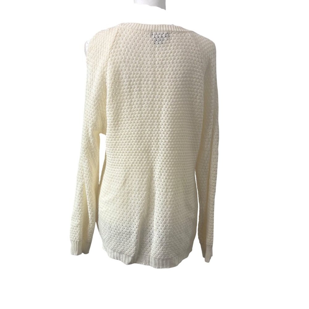 De Ratchild Womens Juniors Cold Shoulder Knit Cream Sweater 2X Long Sleeve - Picture 3 of 14
